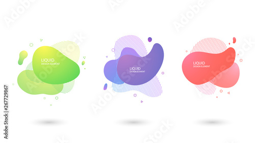 Set of Abstract liquid shape, Fluid design. Dynamical colored forms and line. Gradient abstract banners with liquid shapes. Template for the design of a logo, presentation or flyer. Vector