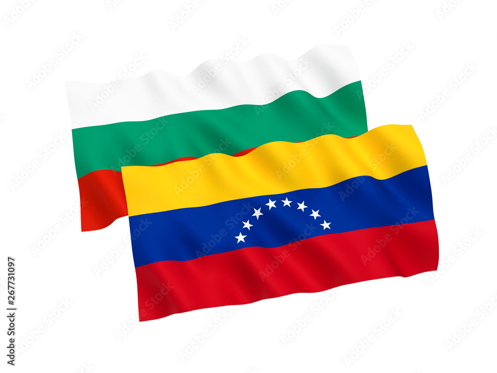 Fototapeta premium Flags of Bulgaria and Venezuela on a white background