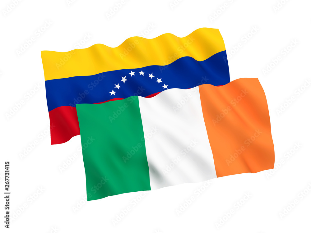 Flags of Venezuela and Ireland on a white background Flags of Venezuela and Ireland on a white background