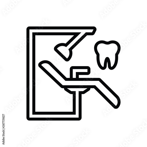 Black line icon for dentist chair 