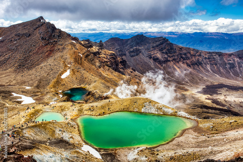 Emerald lakes on Tongariro Alpine Crossing Track, Tongariro National Park, New Zealand photo