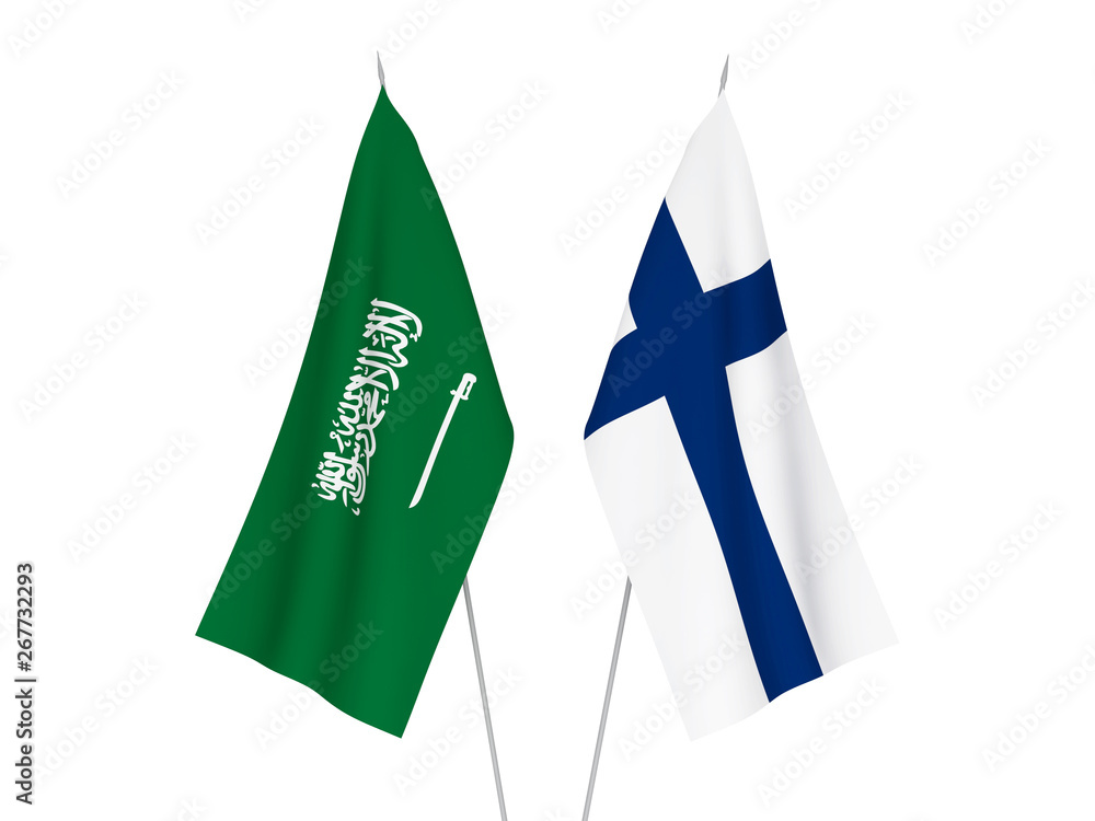 Finland and Saudi Arabia flags Finland and Saudi Arabia flags