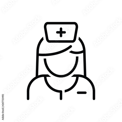 Black line icon for nurse sister 