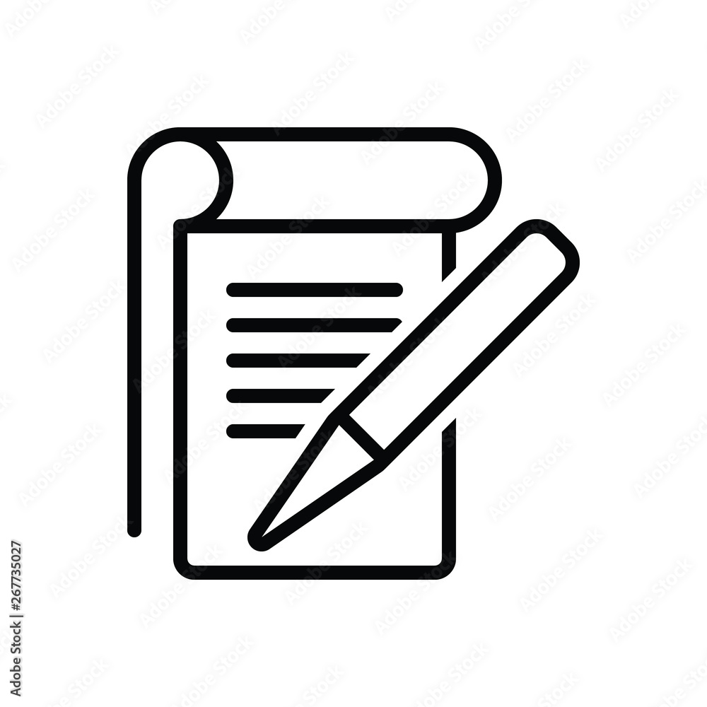 Black line icon for student notes Black line icon for student notes