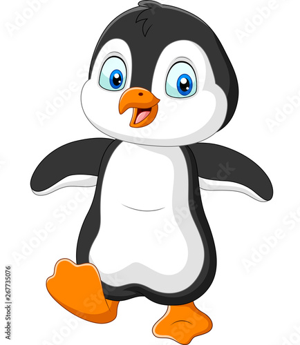 Cute penguin cartoon on white background