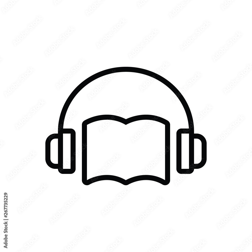 Black line icon for audio book Black line icon for audio book