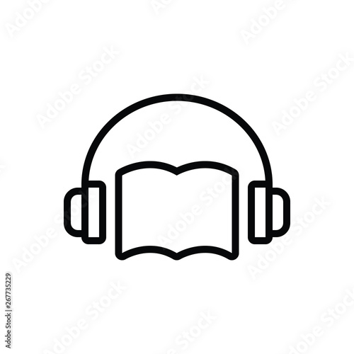 Black line icon for audio book