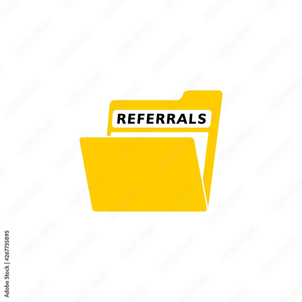 Referrals Concept on Folder Register icon logo Referrals Concept on Folder Register icon logo