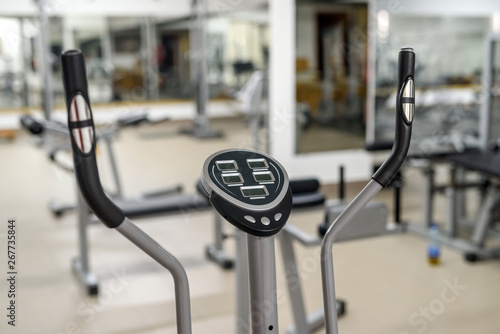 Two exercise bikes in the gym .