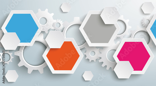 Infographic Hexagon Gears Line Header
