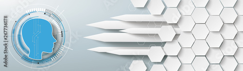 Hexagons Structure Arrows Human Head AI Header