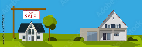 modernes Haus Landschaft Verkauf Schild