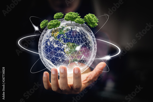 earth in hands - environment concept - elements of this image furnished by NASA - Image