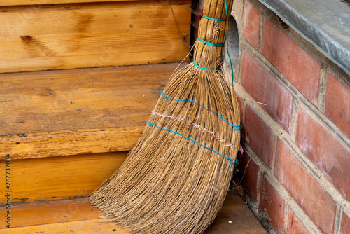 Wallpaper Mural Old broom on the threshold of the house. Close up. Soft focus. Torontodigital.ca