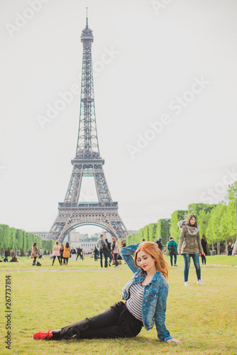 Paris vacation, vintage fashion style . Woman at France. Stylish beautiful modern lady in city © T.Den_Team