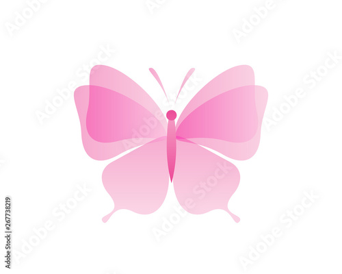 Fototapeta Naklejka Na Ścianę i Meble -  Beautiful Feminine Pink Butterfly Formed By Flower Petals Logo In Isolated White Background