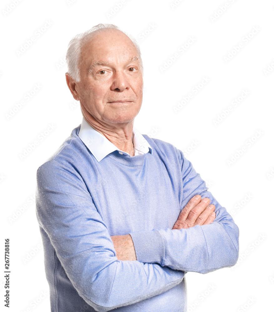 Portrait of elderly man on white background Portrait of elderly man on white background