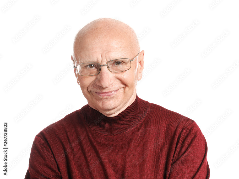 Portrait of elderly man on white background Portrait of elderly man on white background