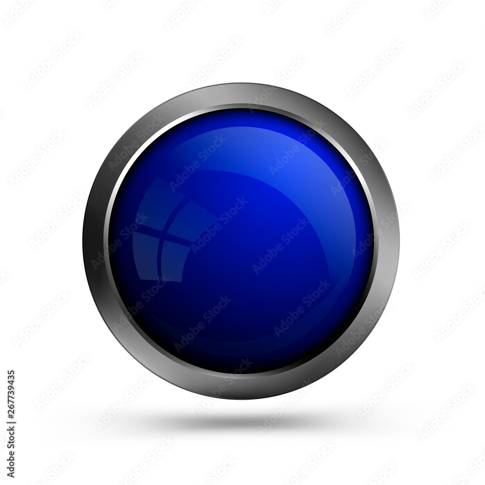 Blue trendy glass button round shape. Blank button template for web design, interface design and app. Blue trendy glass button round shape. Blank button template for web design, interface design and app.