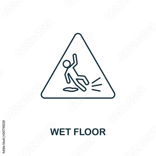 Wet Floor icon. Thin line outline style from shopping center sign icons collection. Premium wet floor icon for design, apps, software and more