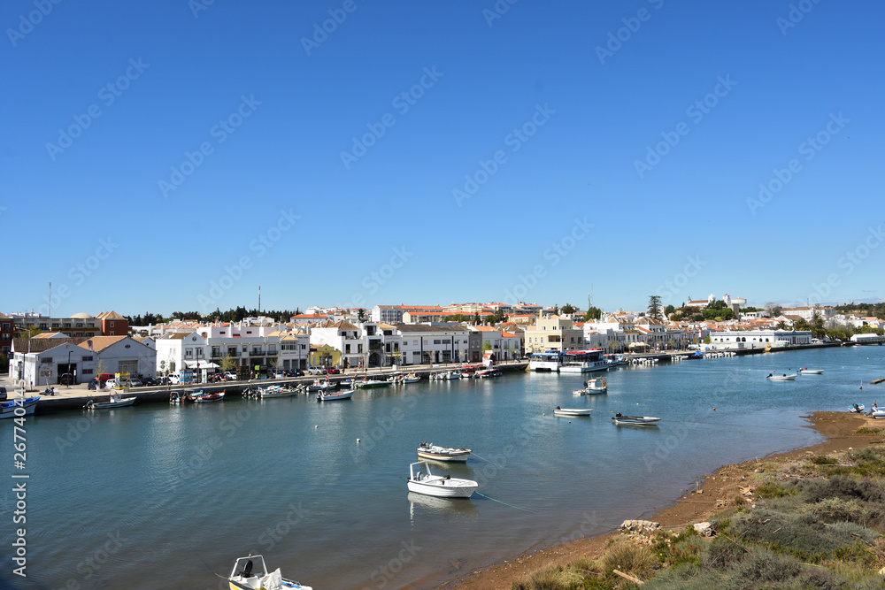 view of Tavira from the bridge dos Descobrimentos, Gilao river, Portugal