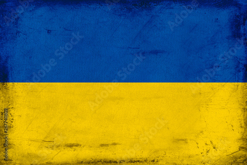 Vintage national flag of Ukraine background
