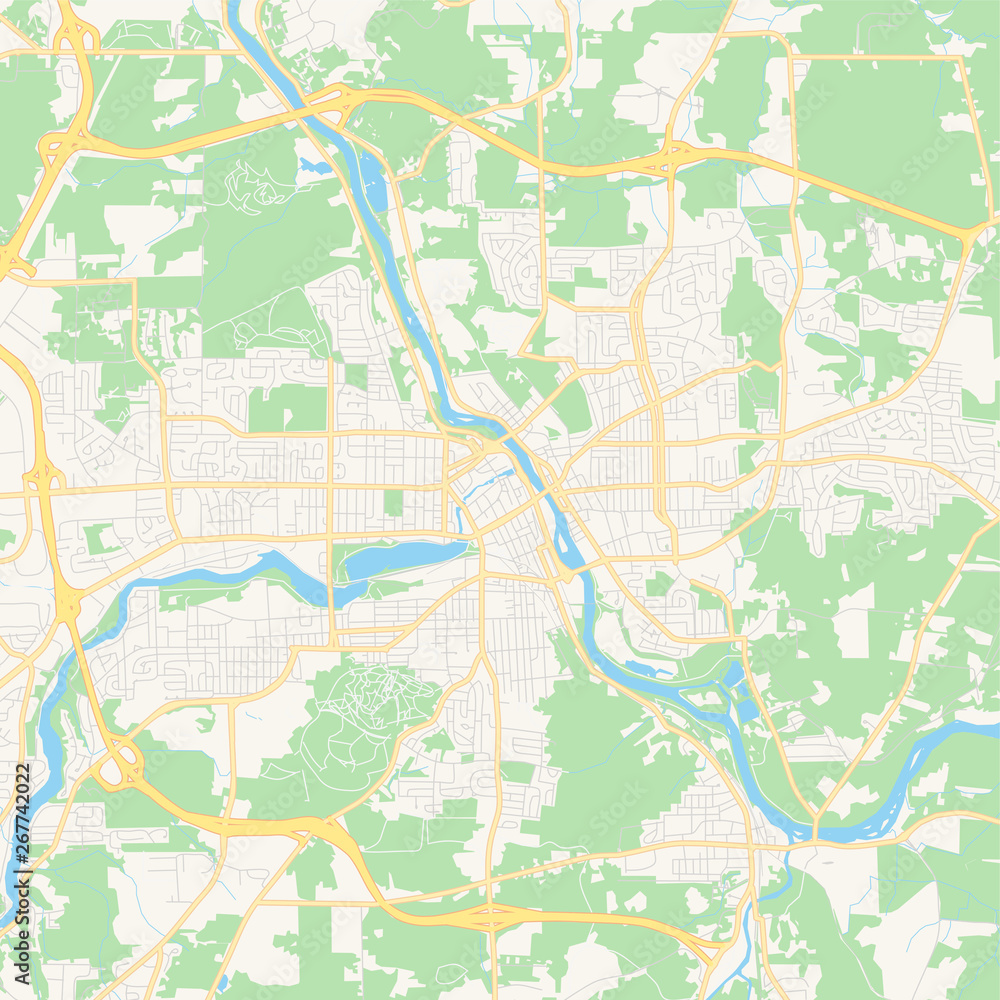 Fototapeta premium Empty vector map of Sherbrooke, Quebec, Canada