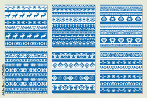 Ethnic nordic pattern with deer. Vector illustration.
