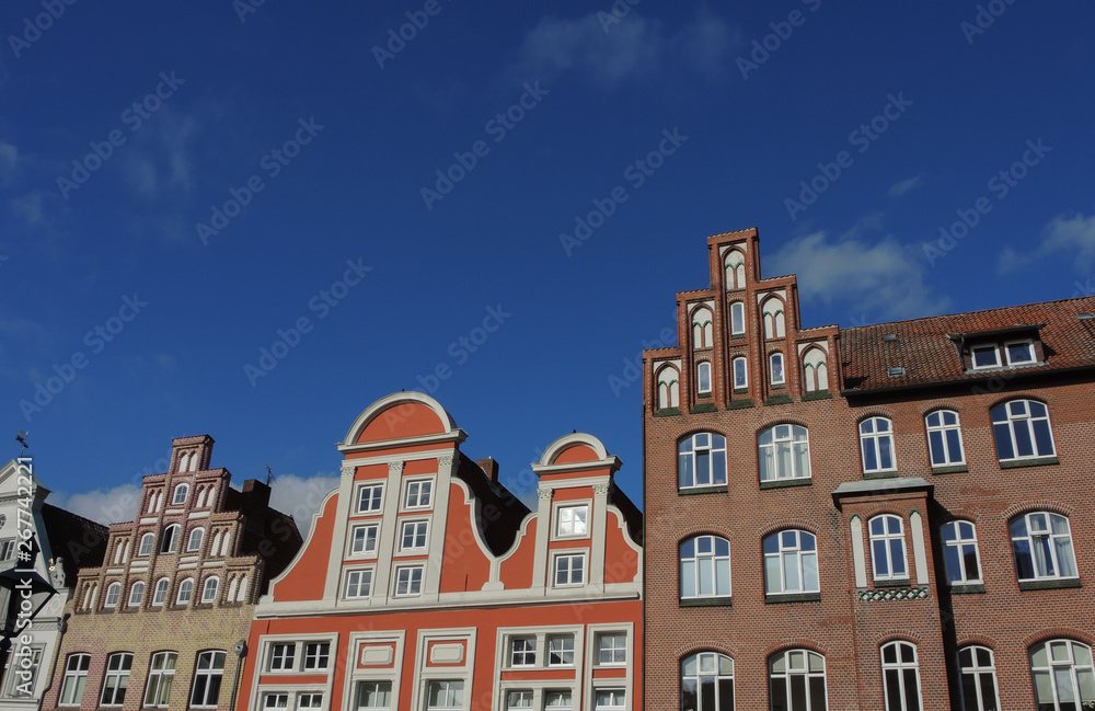 Facades of old houses in Lueneburg, Germany