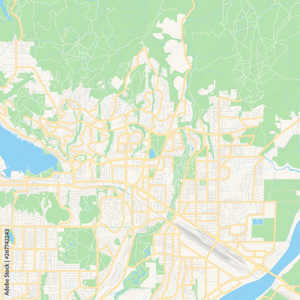 Fototapeta premium Empty vector map of Coquitlam, British Columbia, Canada