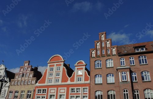 Facades of old houses in Lueneburg, Germany