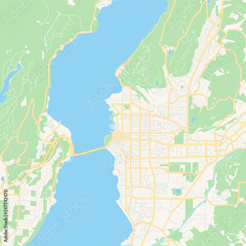 Empty vector map of Kelowna, British Columbia, Canada