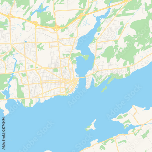 Empty vector map of Kingston, Ontario, Canada