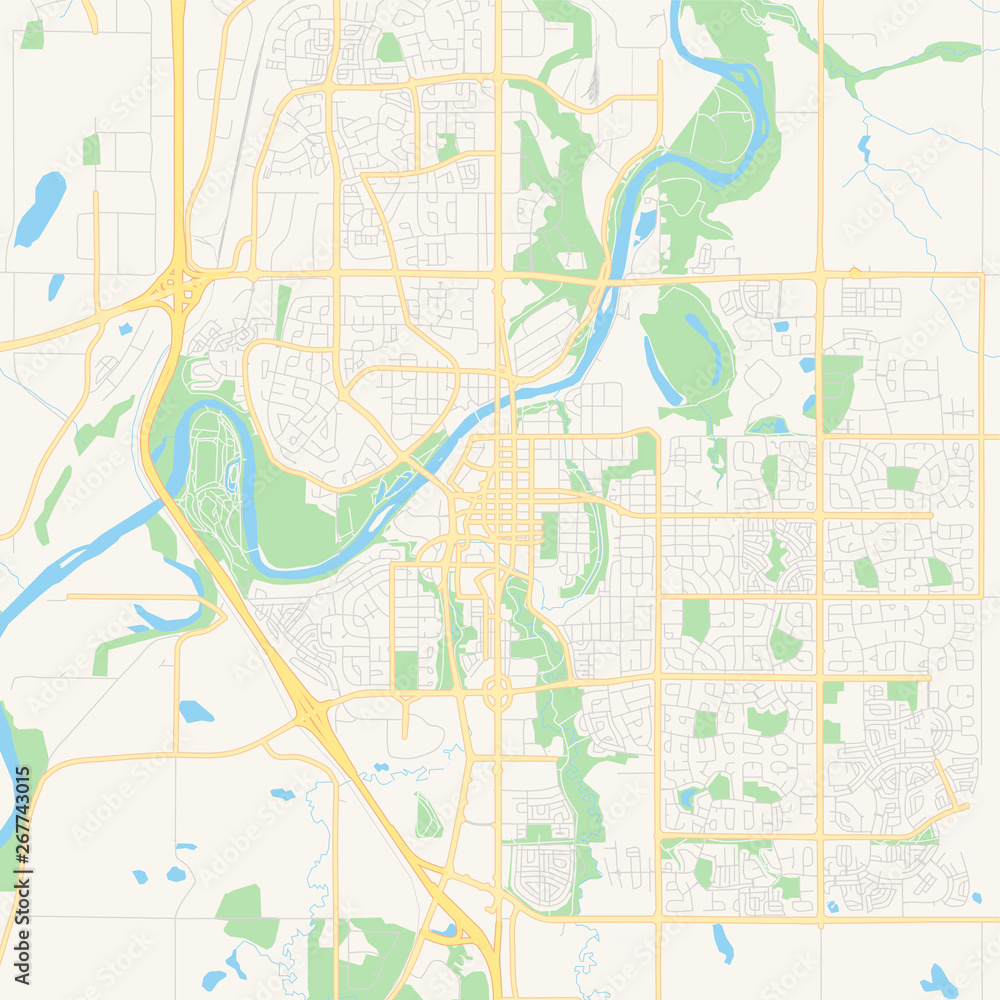 Naklejka premium Empty vector map of Red Deer, Alberta, Canada