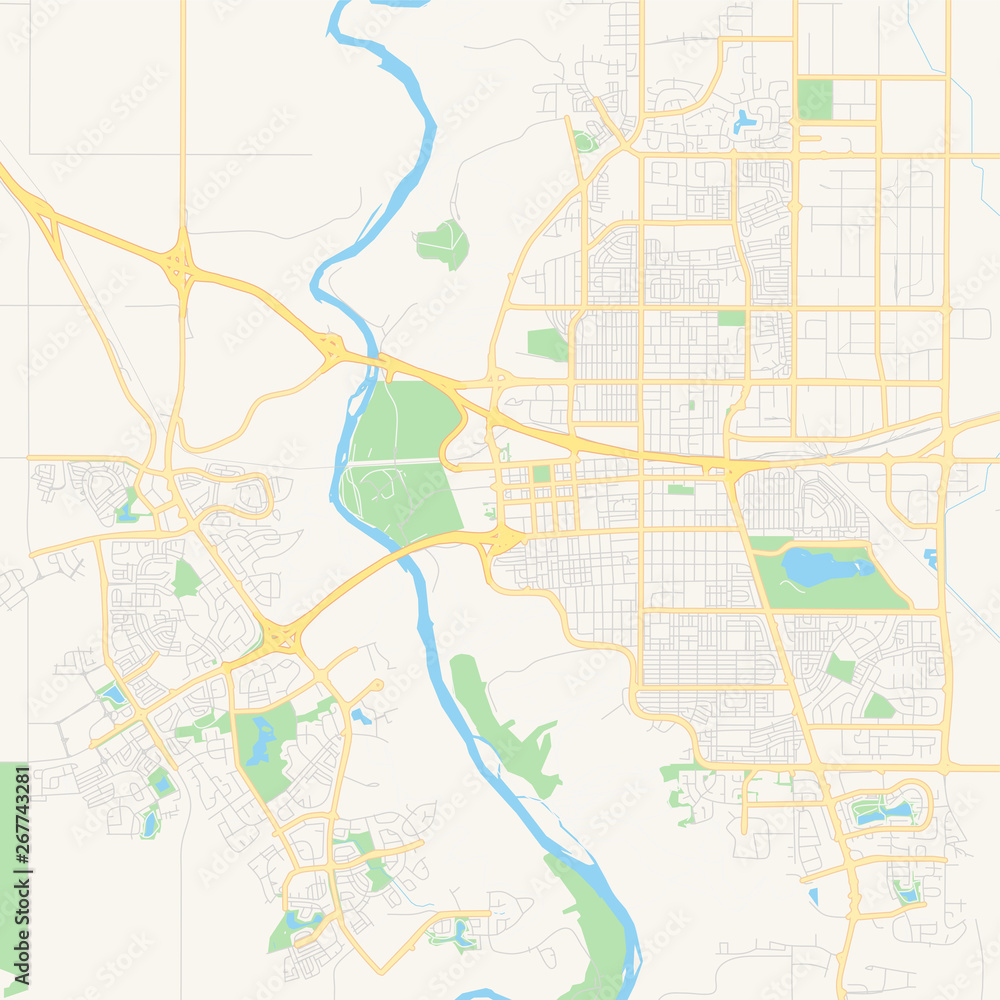 Obraz premium Empty vector map of Lethbridge, Alberta, Canada