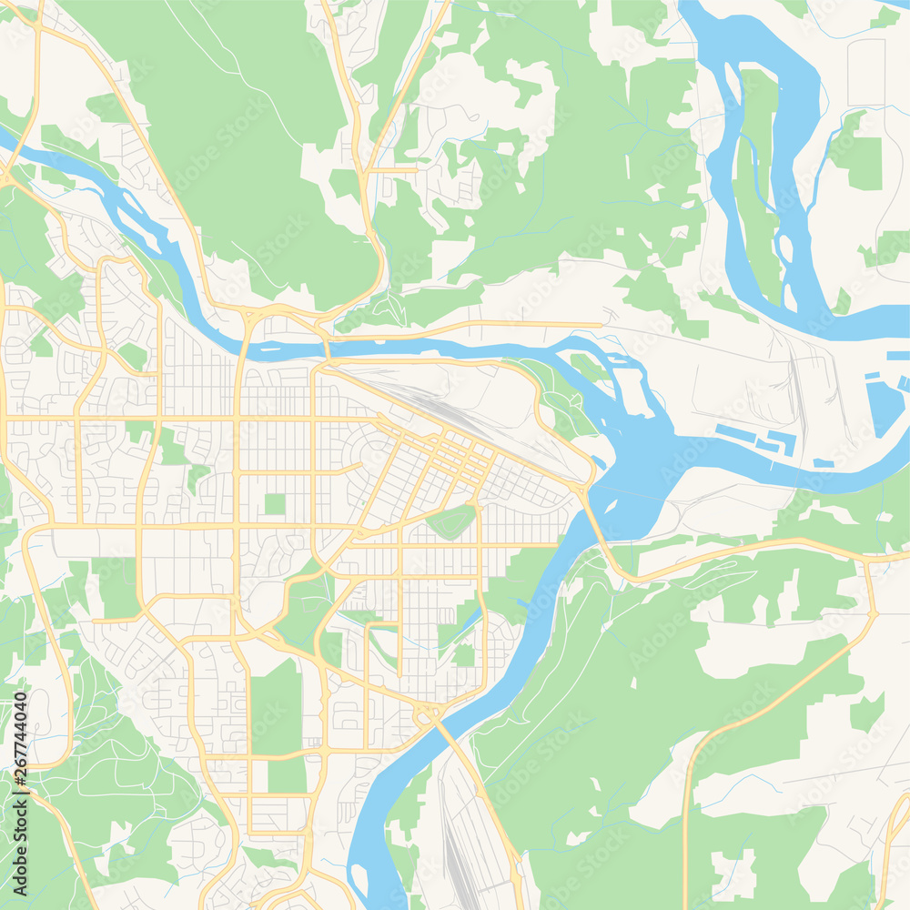 Empty vector map of Prince George, British Columbia, Canada