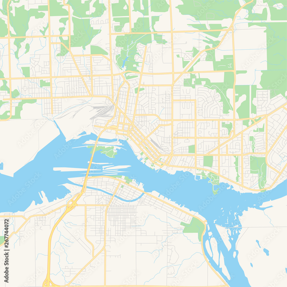 Empty vector map of Sault Ste. Marie, Ontario, Canada