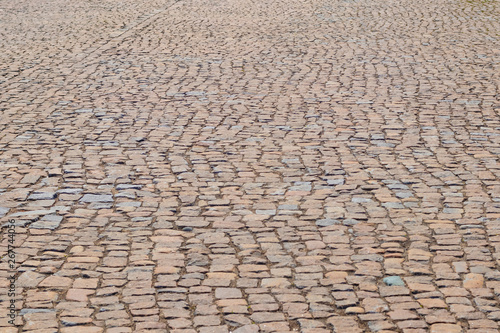 Cobblestone road without grass, background, texture
