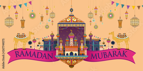 Ramadan mubarak colorful fanoos