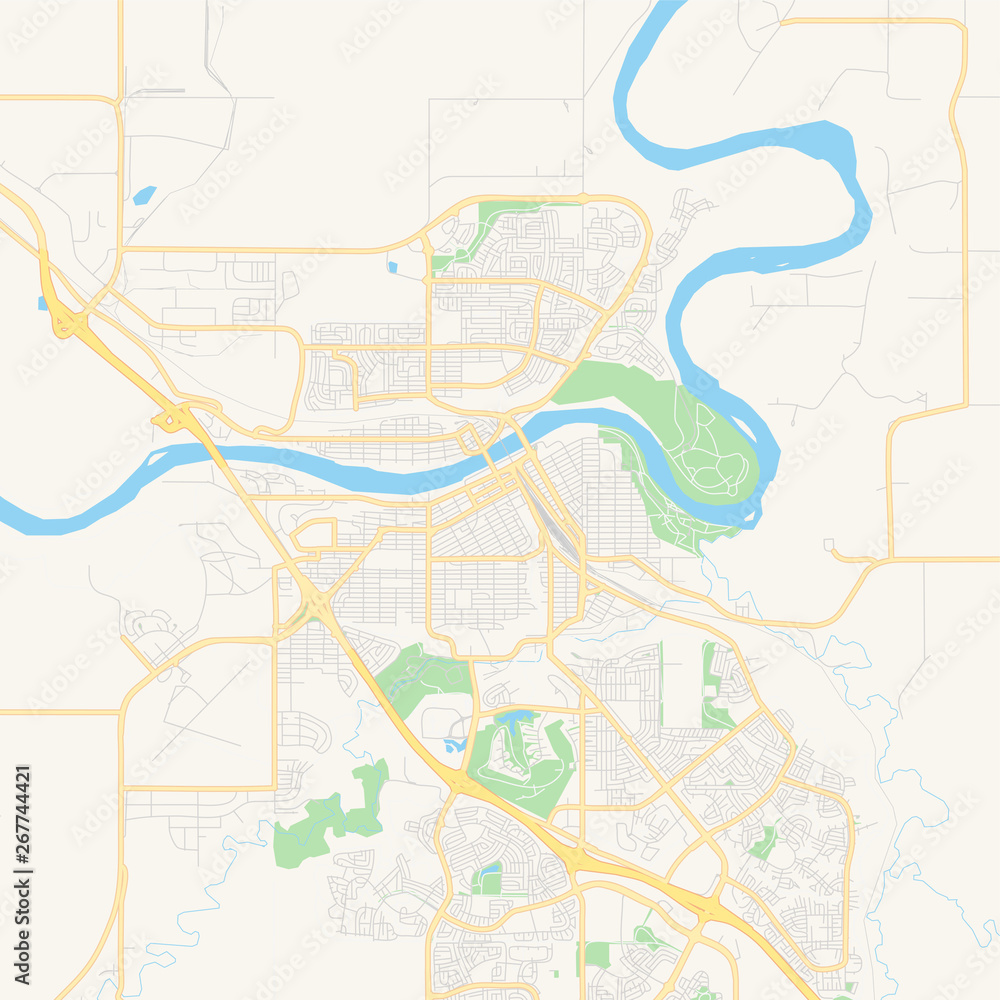 Empty vector map of Medicine Hat, Alberta, Canada