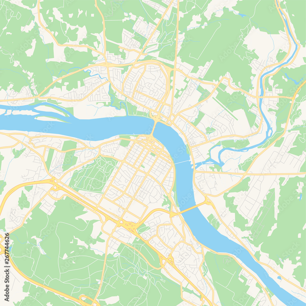 Fototapeta premium Empty vector map of Fredericton, New Brunswick, Canada