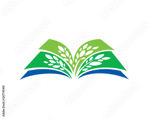 Green Organic Seed And Book Logo Illustration