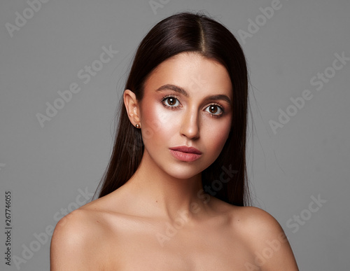Beauty portrait of female model with naural skin
