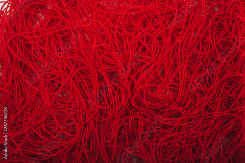 red threads on white background