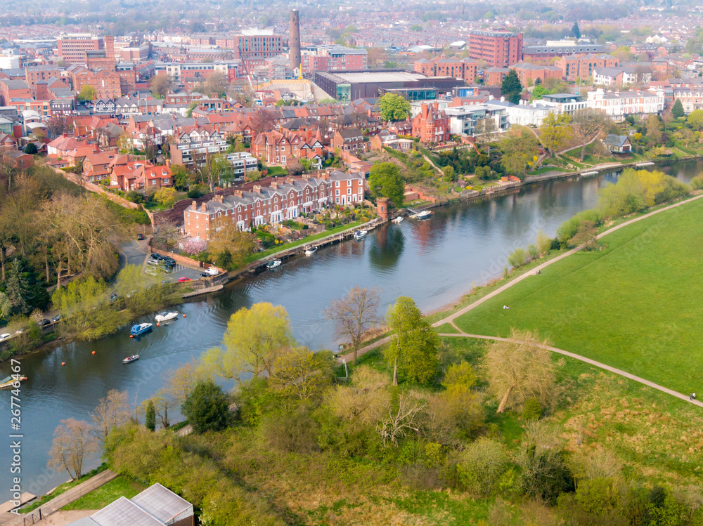 view of Chester city over river dee