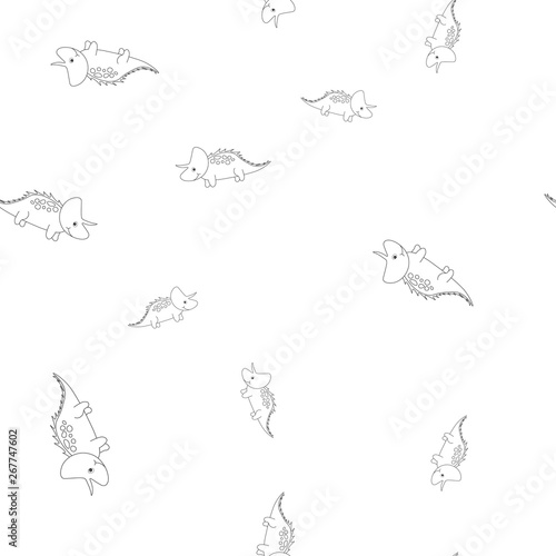 Dinosaur triceratops contour seamless pattern © Fotostock32