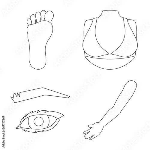 Vector design of body and part logo. Set of body and anatomy stock vector illustration.