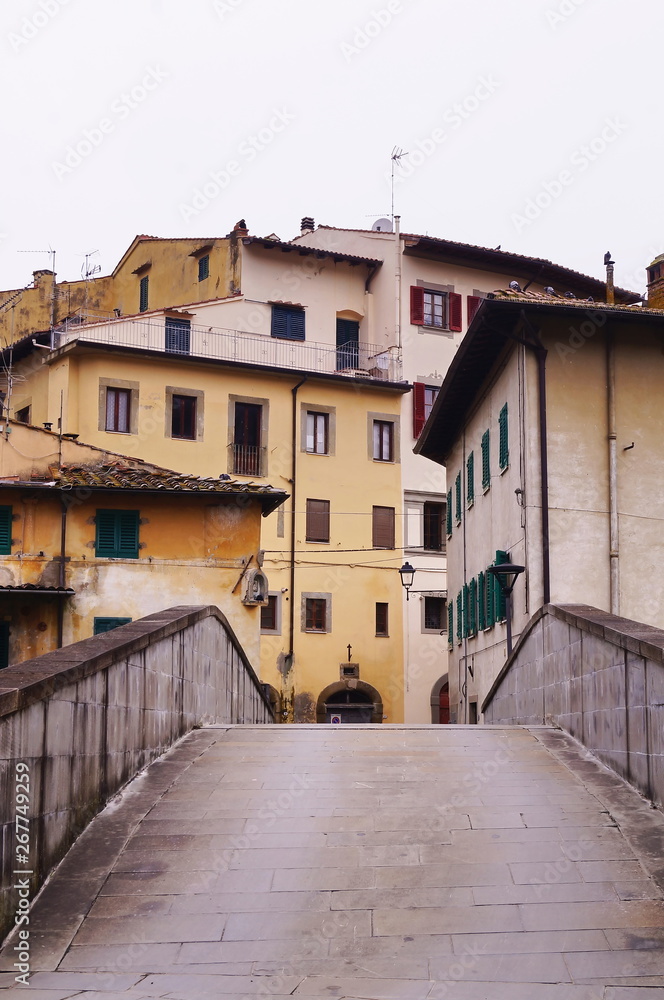 Old bridge on the torrent Comano, Dicomano, Tuscany, Italy