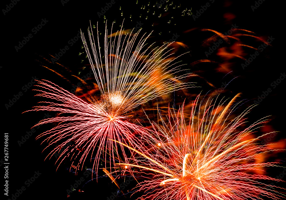 Festive salute in the night sky on victory day in the Russian Federation causing positive emotions in the population Festive salute in the night sky on victory day in the Russian Federation causing positive emotions in the population