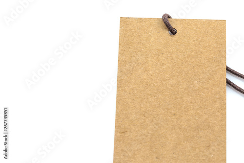 Brown blank tag isolated on white
